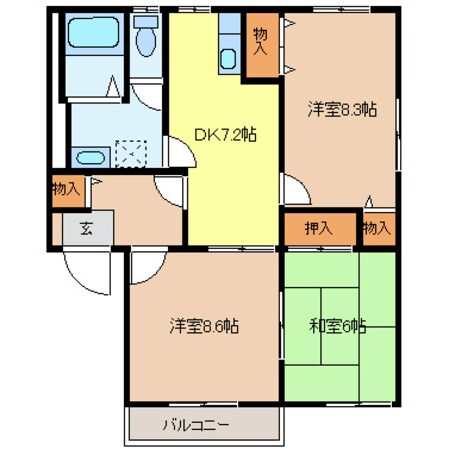 フェリスコートＭ　Ｎ棟の物件間取画像